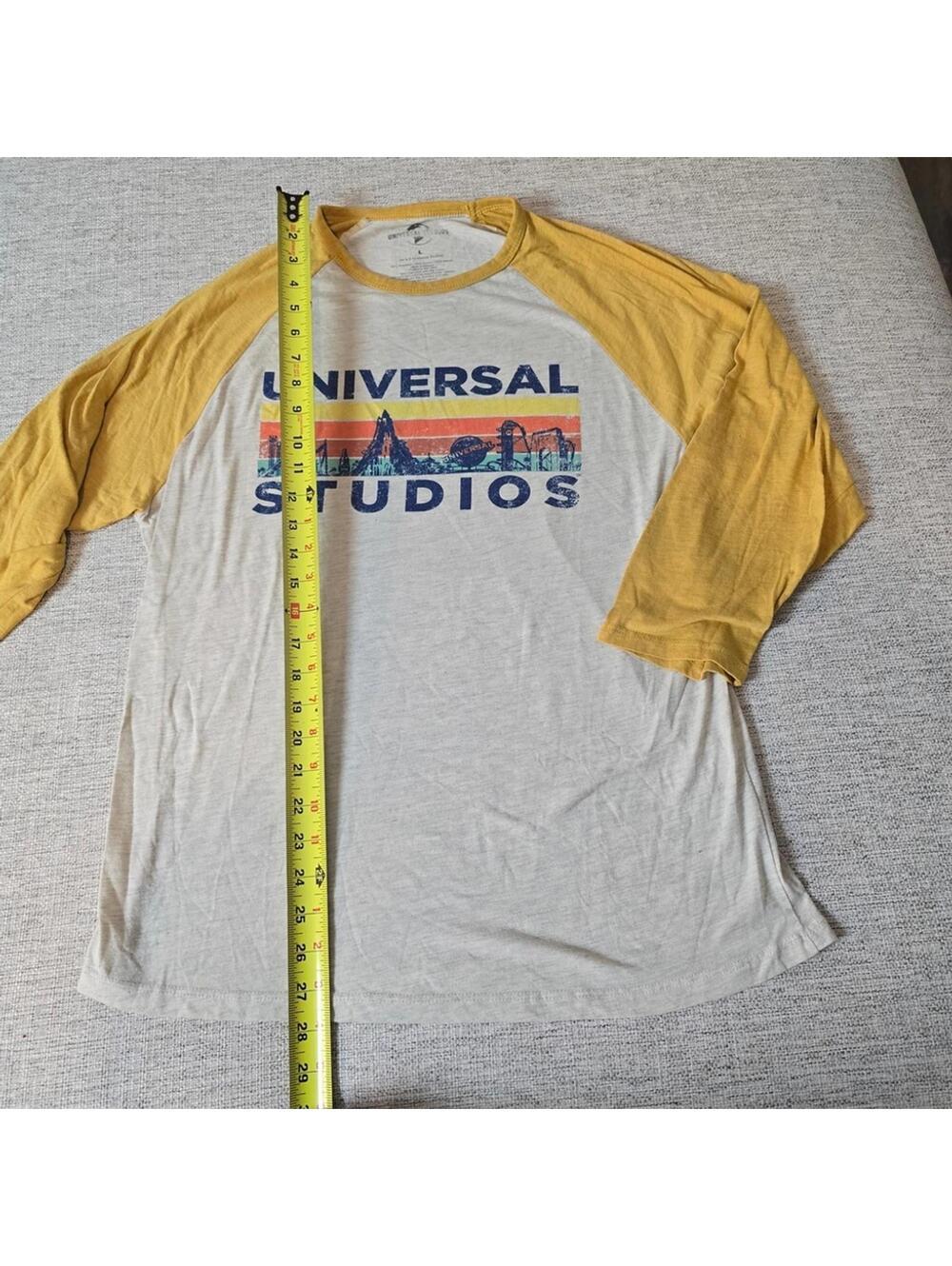 Universal Studios Retro Raglan Baseball Tee Yellow/White Graphic Shirt Size L - Picture 6 of 7